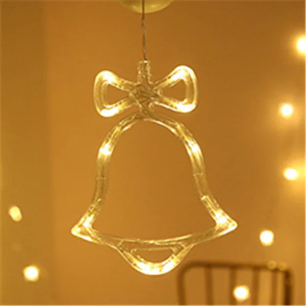 Liora LED Christmas Star and Bell Suction Cup Lights – Festive Window Decorations, Battery Operated