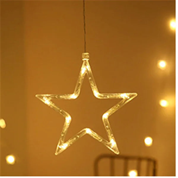 Liora LED Christmas Star and Bell Suction Cup Lights – Festive Window Decorations, Battery Operated
