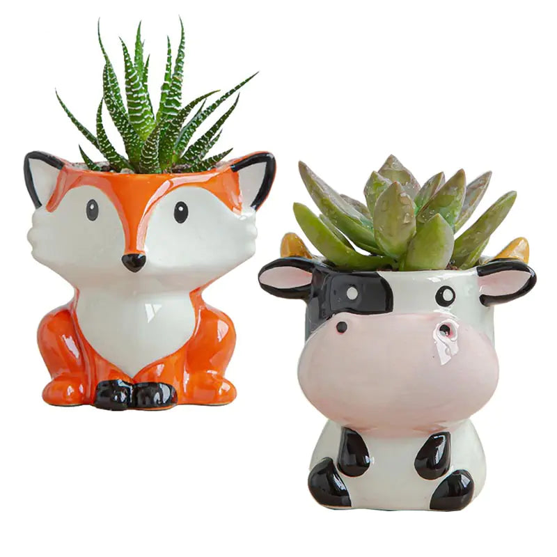 Liora Nordic Ceramic Animal Flower Pots — Decorative Planters for Indoor & Outdoor Use