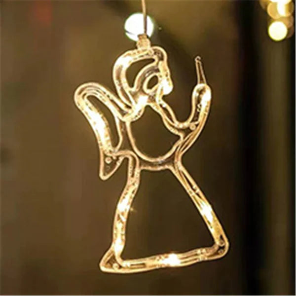 Liora LED Christmas Star and Bell Suction Cup Lights – Festive Window Decorations, Battery Operated