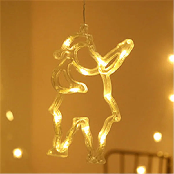 Liora LED Christmas Star and Bell Suction Cup Lights – Festive Window Decorations, Battery Operated