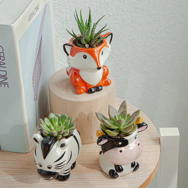 Liora Nordic Ceramic Animal Flower Pots — Decorative Planters for Indoor & Outdoor Use