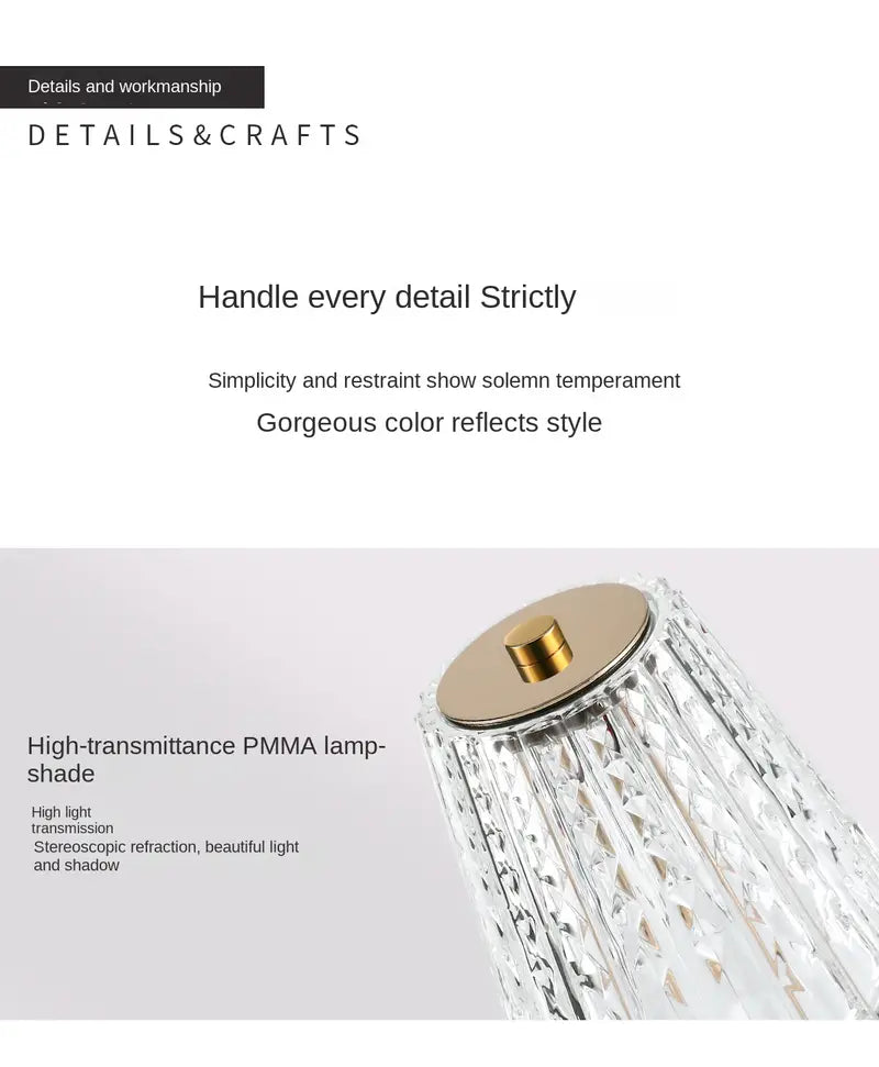 Liora Touch Sensor USB Rechargeable Metal Table Lamp – Modern Dimmable Bedside Light