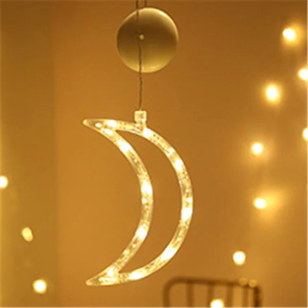 Liora LED Christmas Star and Bell Suction Cup Lights – Festive Window Decorations, Battery Operated