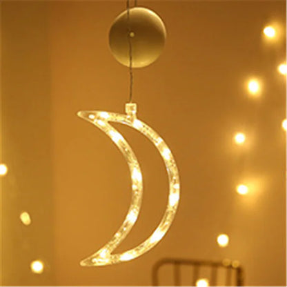 Liora LED Christmas Star and Bell Suction Cup Lights – Festive Window Decorations, Battery Operated
