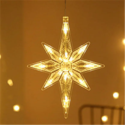 Liora LED Christmas Star and Bell Suction Cup Lights – Festive Window Decorations, Battery Operated