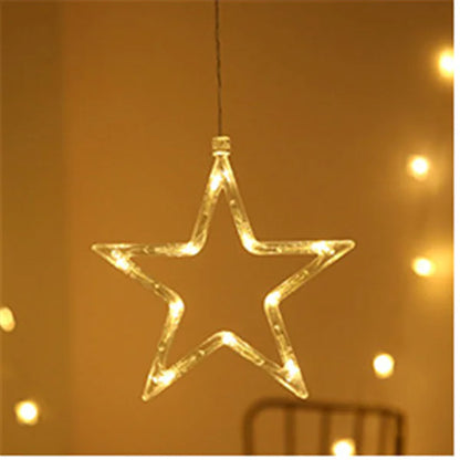 Liora LED Christmas Star and Bell Suction Cup Lights – Festive Window Decorations, Battery Operated