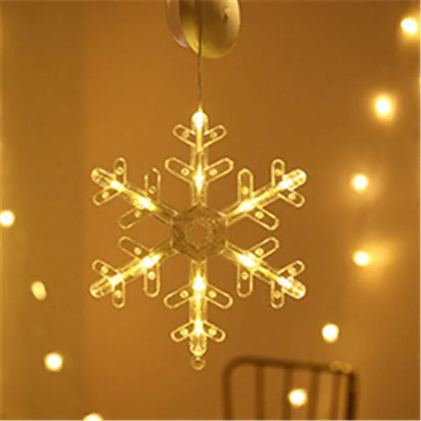 Liora LED Christmas Star and Bell Suction Cup Lights – Festive Window Decorations, Battery Operated