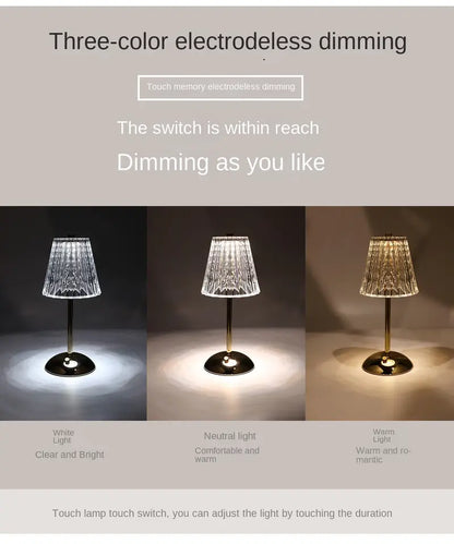 Liora Touch Sensor USB Rechargeable Metal Table Lamp – Modern Dimmable Bedside Light