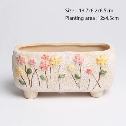 Liora Burnt Hand-Painted Ceramic Flower Pots — Decorative Planters for Indoor & Outdoor Use
