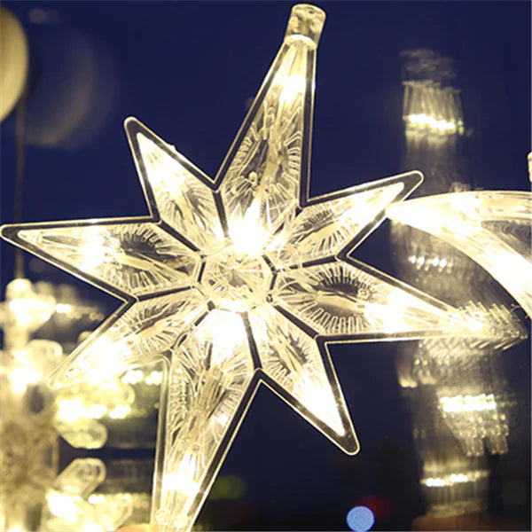 Liora LED Christmas Star and Bell Suction Cup Lights – Festive Window Decorations, Battery Operated