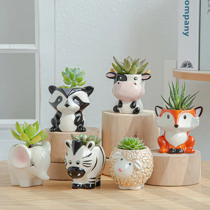 Liora Nordic Ceramic Animal Flower Pots — Decorative Planters for Indoor & Outdoor Use