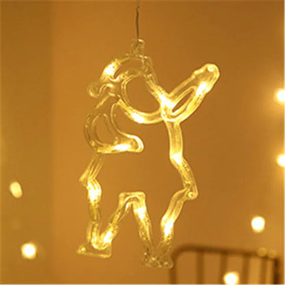 Liora LED Christmas Star and Bell Suction Cup Lights – Festive Window Decorations, Battery Operated