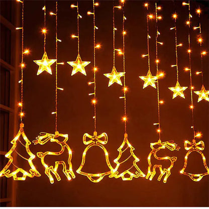Liora LED Christmas Star and Bell Suction Cup Lights – Festive Window Decorations, Battery Operated