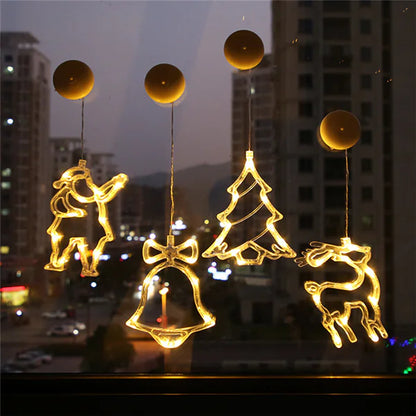 Liora LED Christmas Star and Bell Suction Cup Lights – Festive Window Decorations, Battery Operated