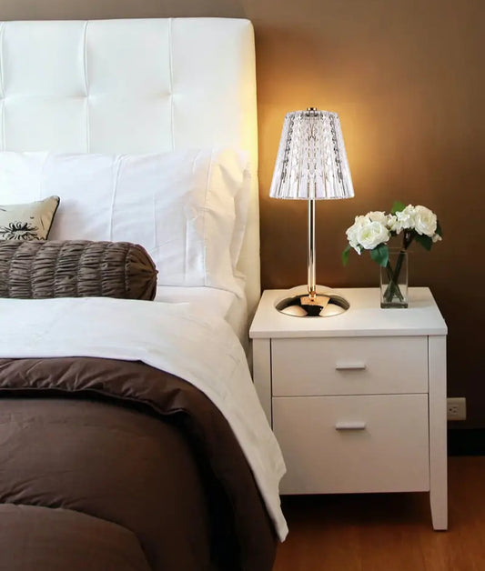 Liora Touch Sensor USB Rechargeable Metal Table Lamp – Modern Dimmable Bedside Light