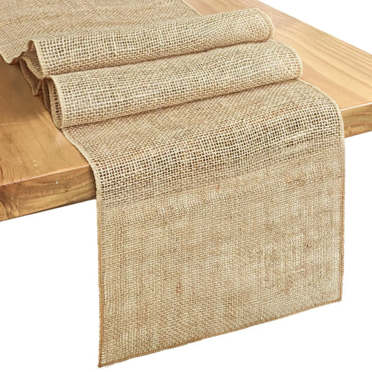 Liora Burlap Table Runner — 72" Rustic Farmhouse Jute Table Decor
